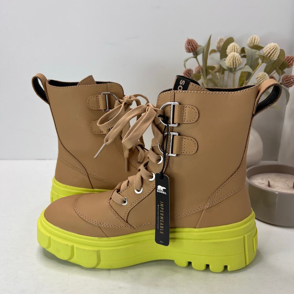 Sorel Caribou X Lace Waterproof Boot Tan/Yellow NL5015-262 Women 9 Tried On - Picture 7 of 10